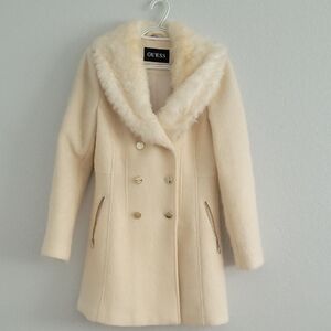 Guess Women's Elegant Cream Pea Coat